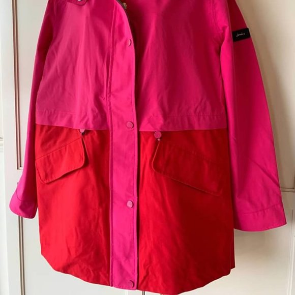 Joules Fuchsia Dewberry Color Block Rain Jacket- NWT- SZ 6- 14 - Picture 4 of 7